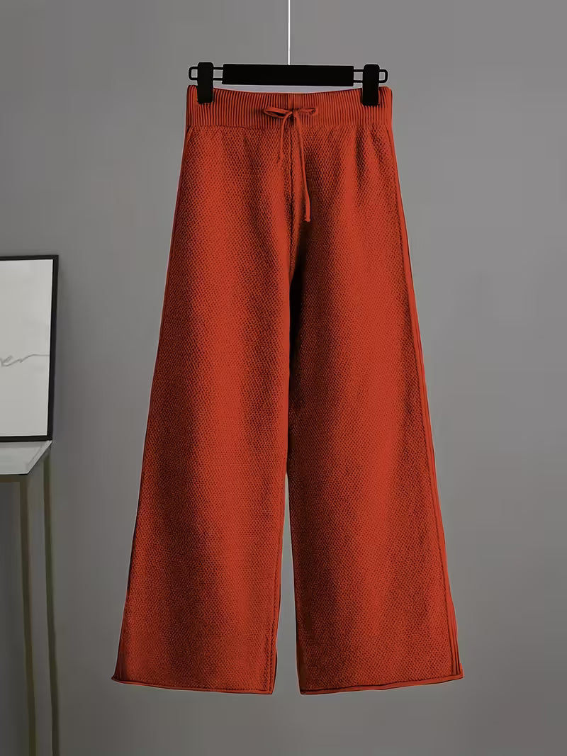 Soft Knit Sweater & Wide-Leg Pants Set