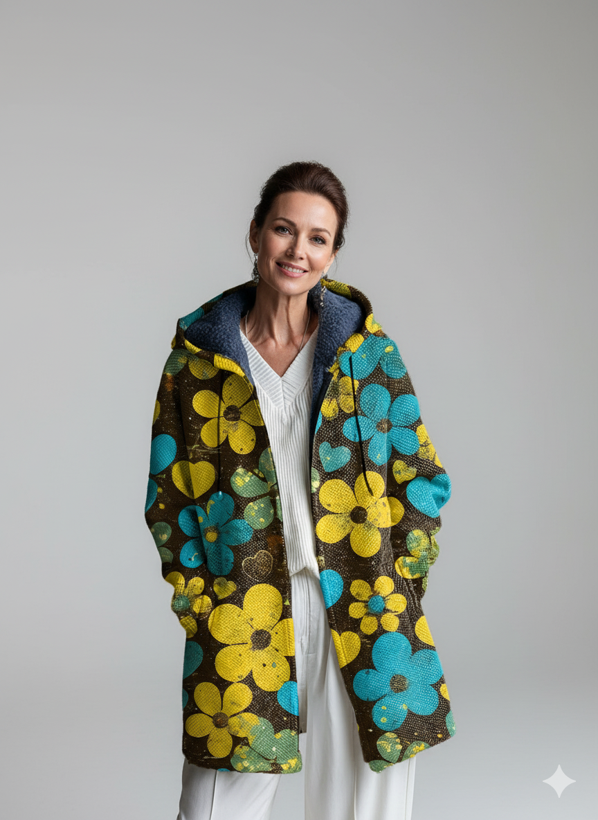 Beautiful Abstract Floral Painting Art Print Unisex Plush Thick Long-Sleeved Sweater Cardigan Coat