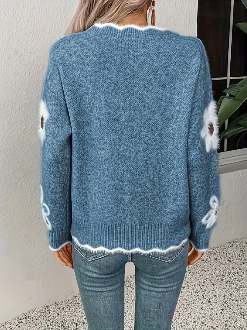 Elegant Floral Knit Sweater