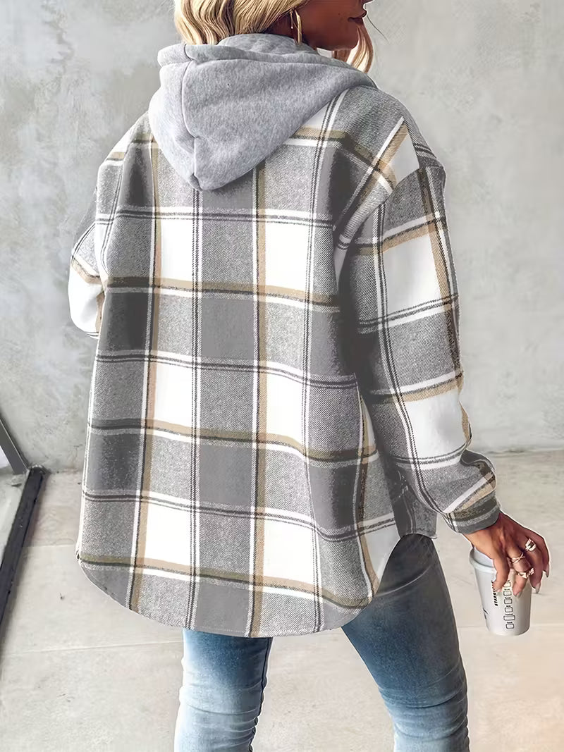 Cozy Plaid Hooded Jacket with Fleece Lining