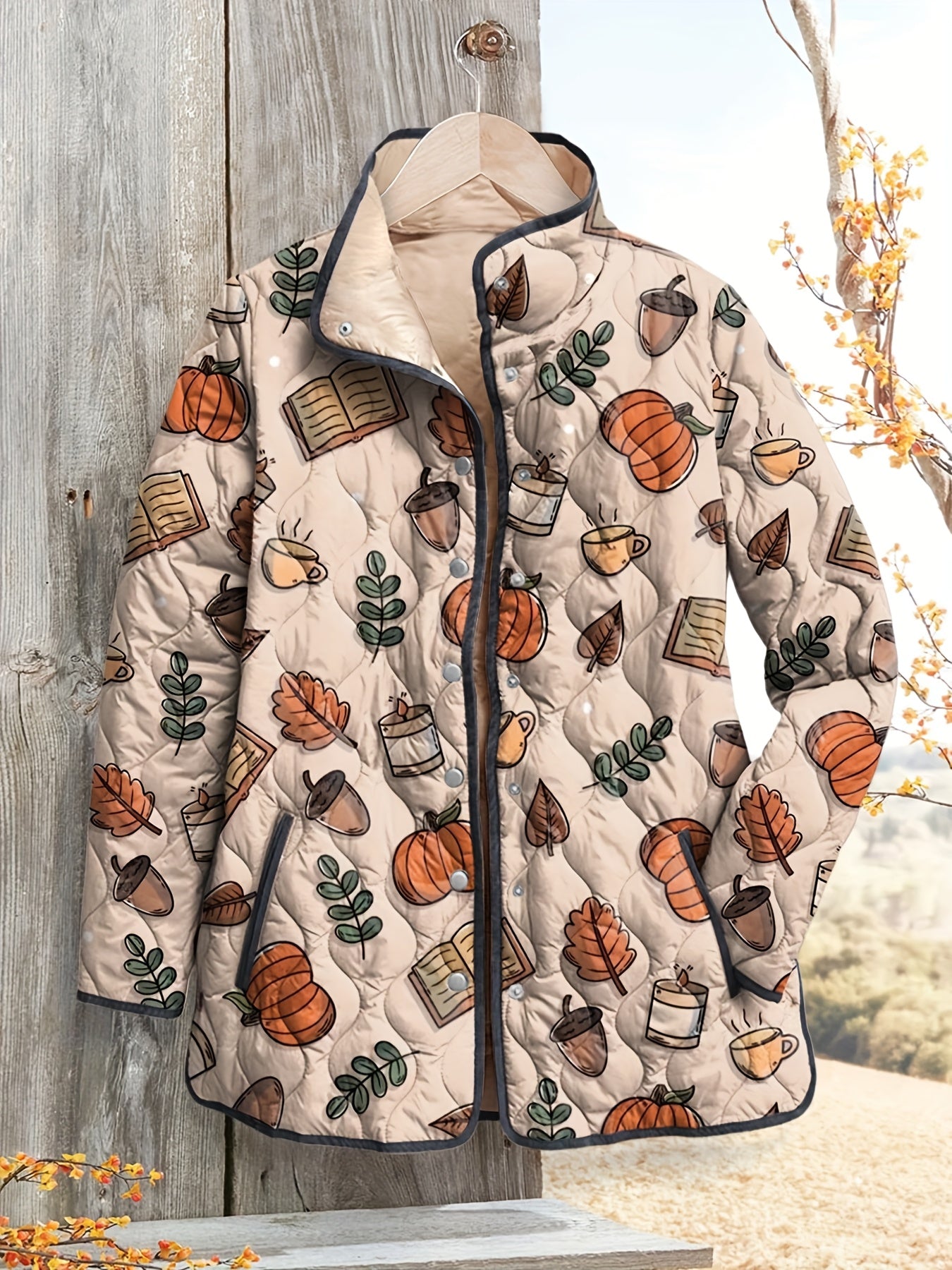 Women's Cozy Autumn Print Quilted Jacket