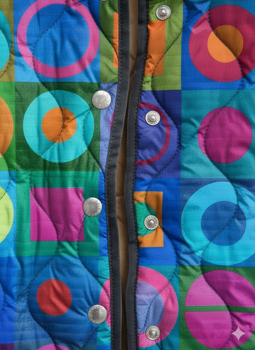 Women's Retro Geometric Color Block Quilted Jacket