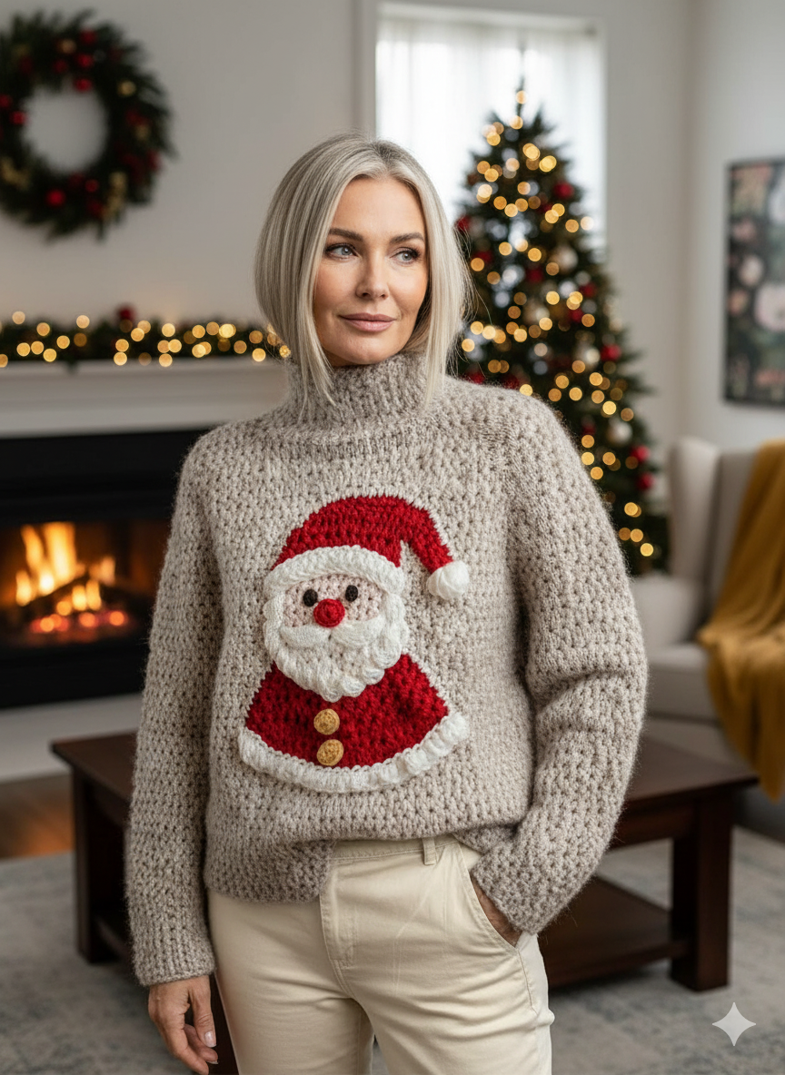 Women's Santa Claus Casual Knitted Turtleneck Sweater
