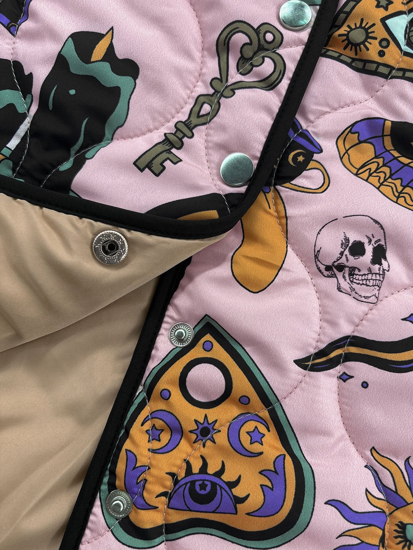Women's Mystic Symbols Print Quilted Jacket