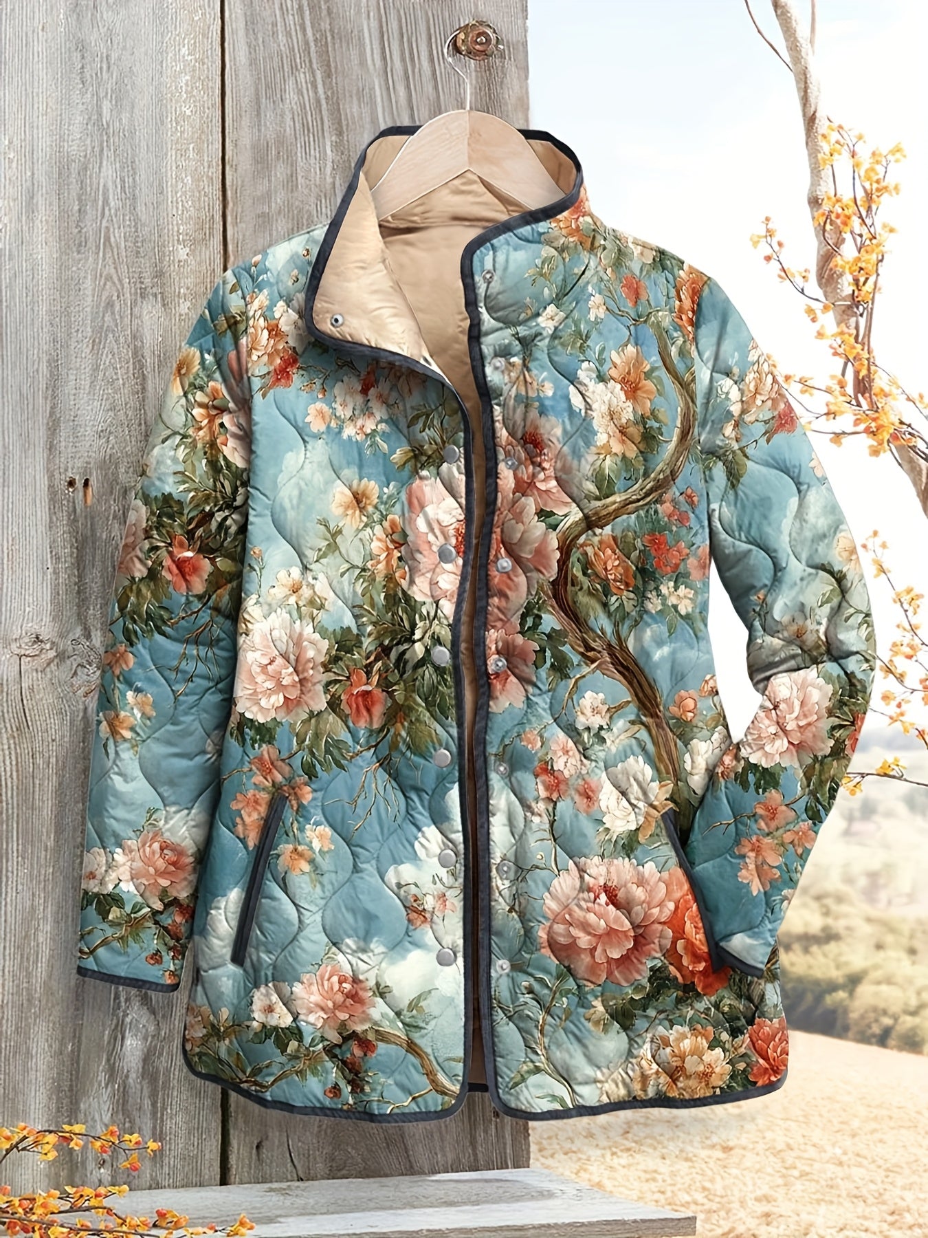Women's Vintage Floral Garden Quilted Jacket