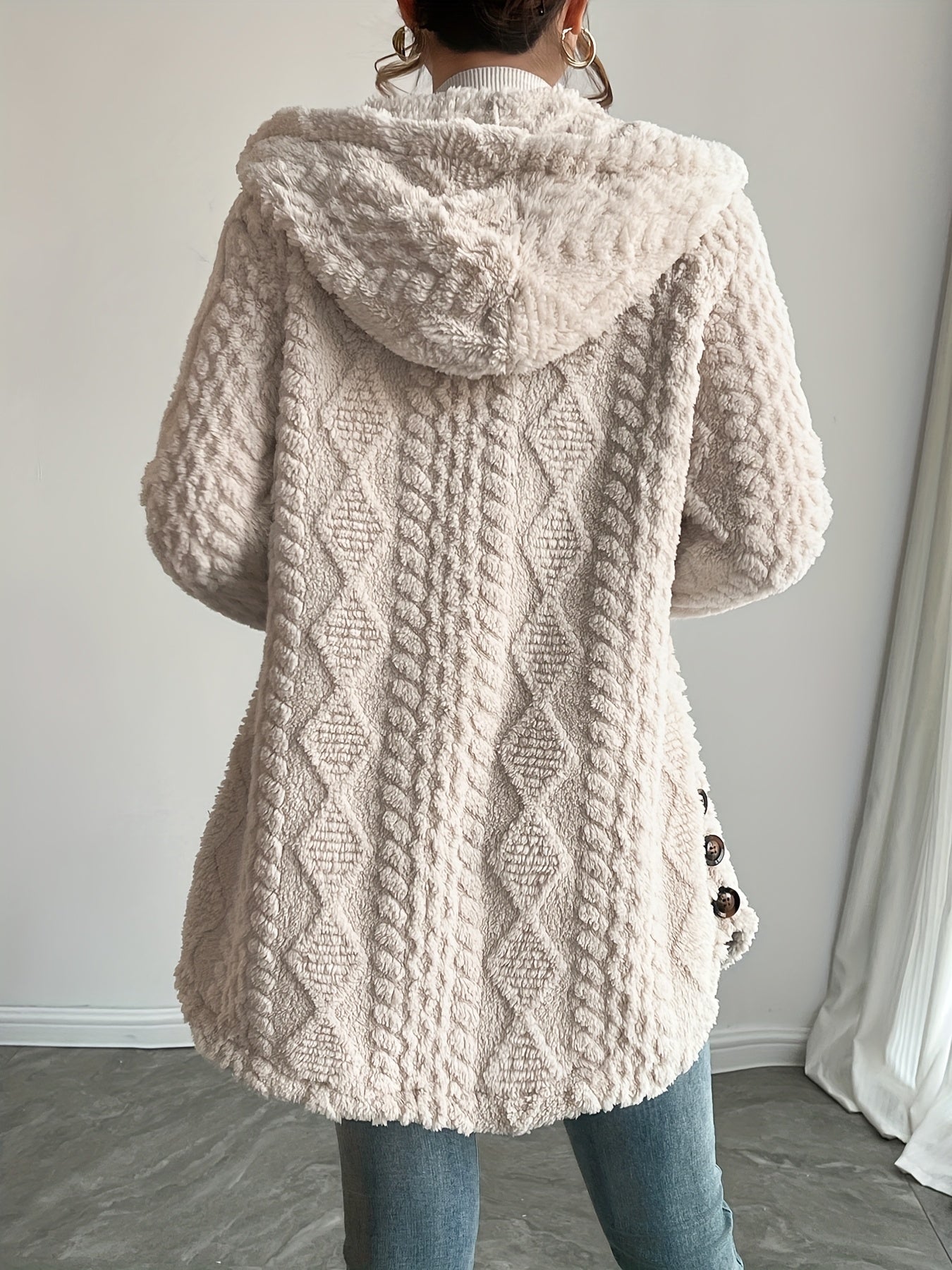 Elegant Faux Fur Hooded Cardigan